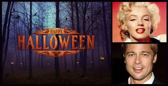 photomontage for two photos with the text happy halloween