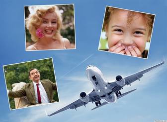 free collage for three photos with an airplane ideal for travelers