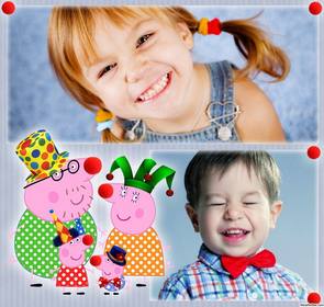 children collage with peppa pig family
