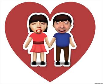 photo effect of love with the emoji of the couple where u can upload two pictures