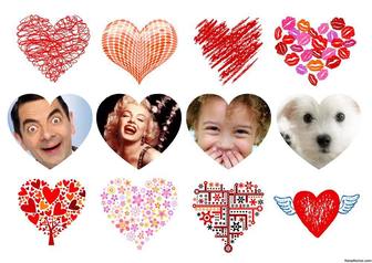 editable collage with hearts to decorate four photos