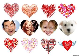 editable collage with hearts to decorate four photos