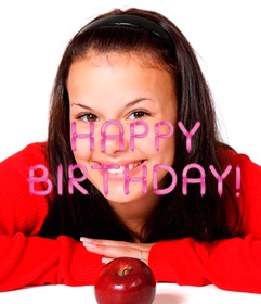 put in ur photo the happy birthday text made with pink balloons