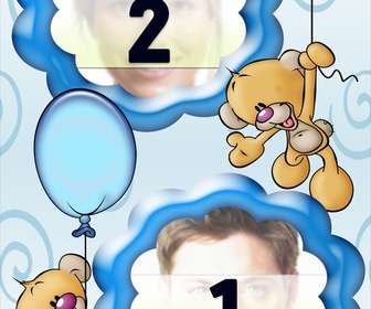 photo frame for two photos of teddy bears with balloons