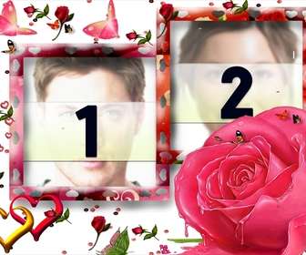 frame for two pictures loving motifs such as butterflies roses and hearts white background predominant color pink as detail to remember dates such as anniversaries or valentinequots day valentinequots day