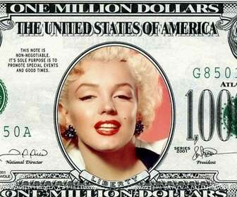 Photomontage to add a face to a bill of a million dollars.