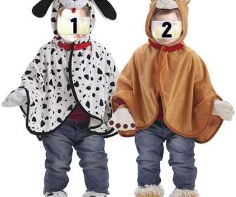 photomontage of twin babies dressed like teddy and dalmatian and to personalize with other faces