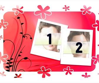 frame for two pictures red background with flowers polaroid style use this template to decorate ur pictures in digital format then the composition can download or send an e-mail