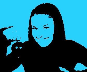 Mounting Pop Art style photos with blue background. Perfect for your profile pictures.