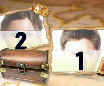 picture frame treasure chest with background map