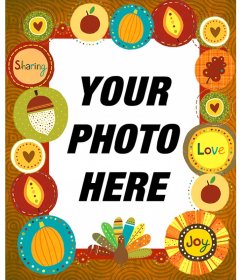 Photo frame with decorative stickers of Thanksgiving Day 