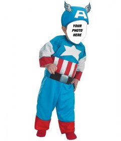 Children photomontage of a child dressed as Captain America