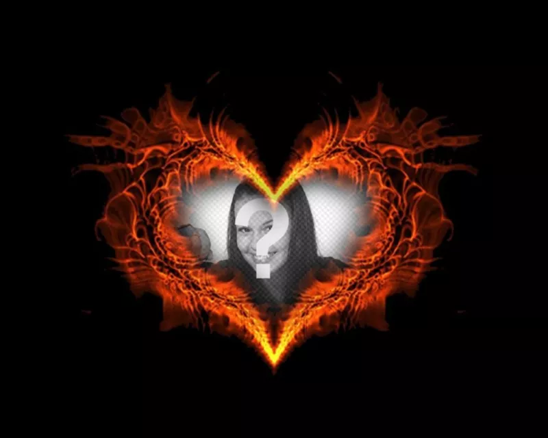 Photo frame heart shaped burning where you can put your background photo. ..