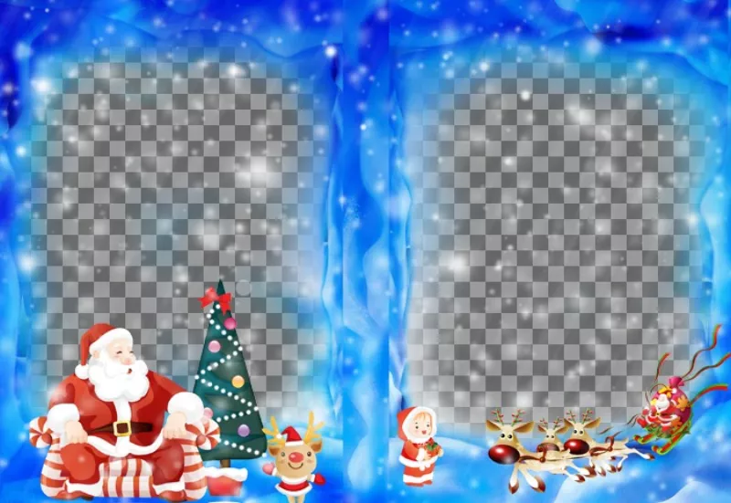 Put two of your photos on a Christmas frame with Santa Claus ..