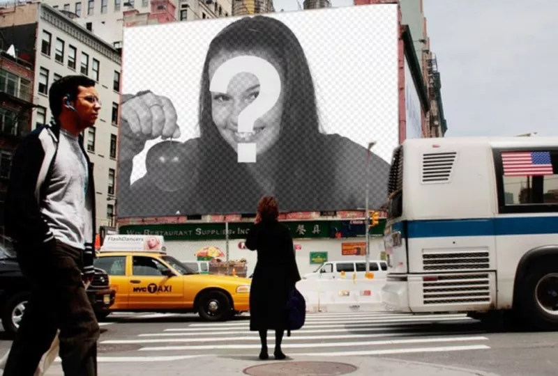 Photomontage to put your photo on a billboard on a street in..