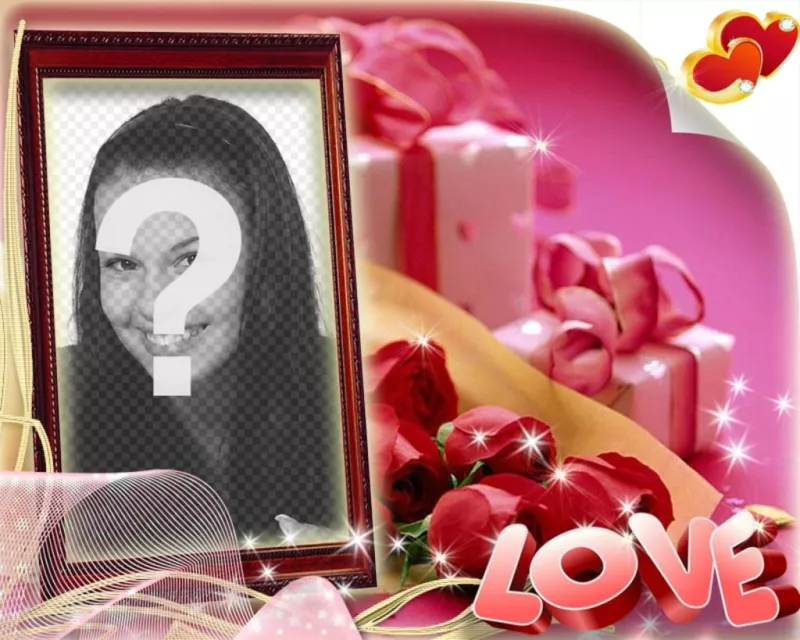 Valentine's Day box-shaped and pink background with the text..