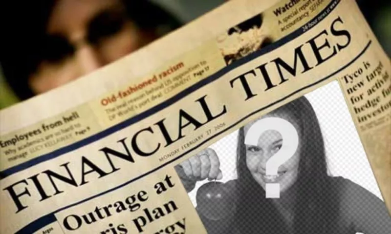 Photo montage of the Financial Times. Upload your photo and the cover of the business..