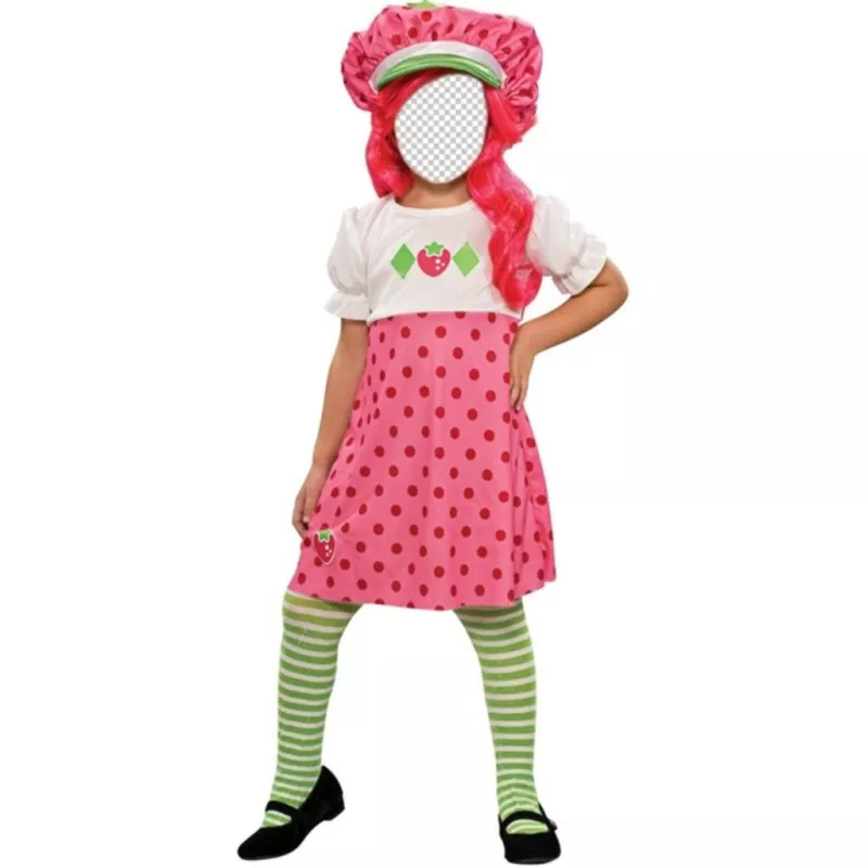 Now you can be the doll * Strawberry Shortcake * with her dress and pink hair ..
