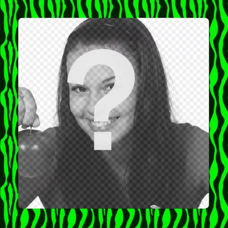 Neon green zebra-print frame to decorate your digital..