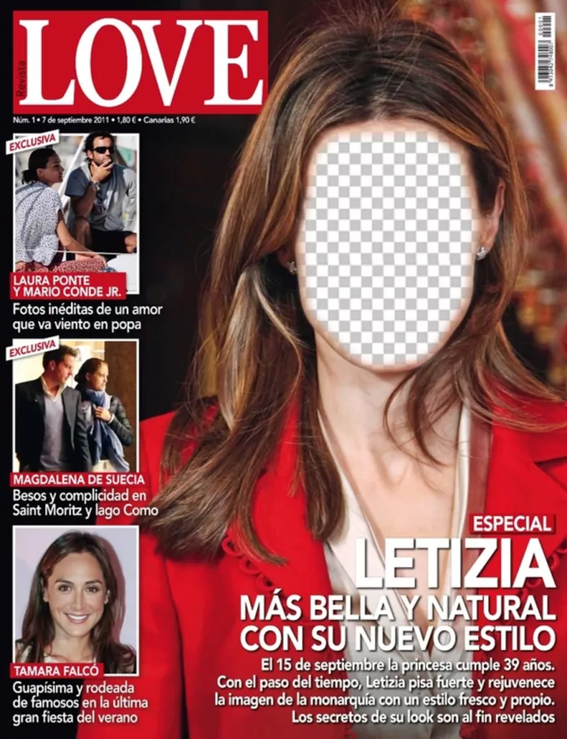 Photomontage with a magazine cover to put your face on Princess Letizia ..