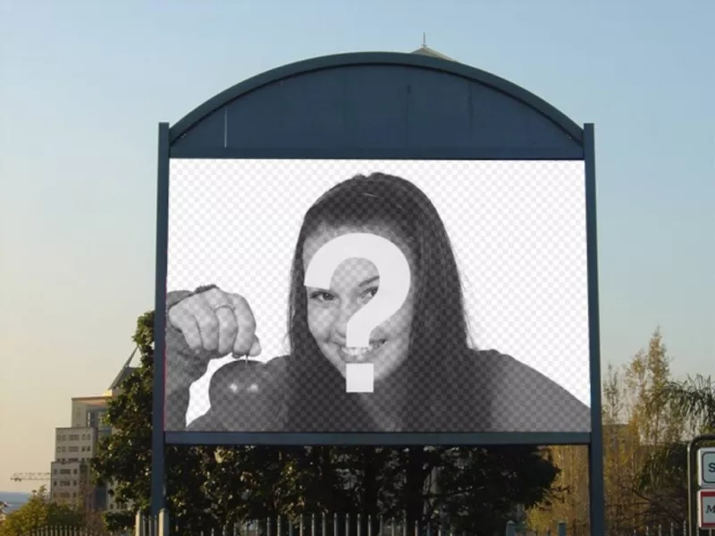 Photomontage of a screen of giant outdoor ads in which you can place an image and add