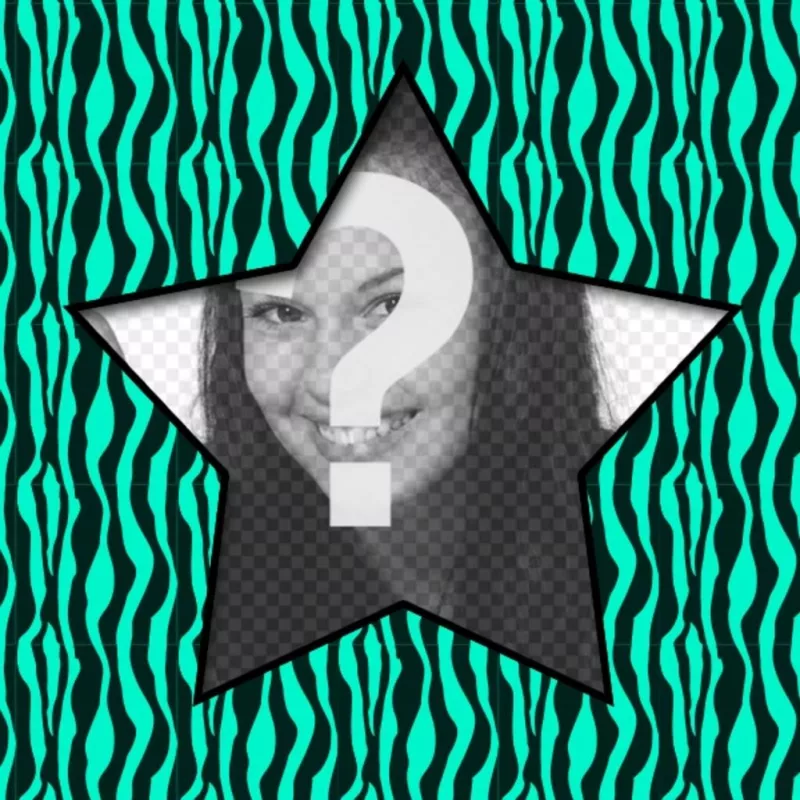 Digital photo frame with star and turquoise and black zebra  background to decorate your..