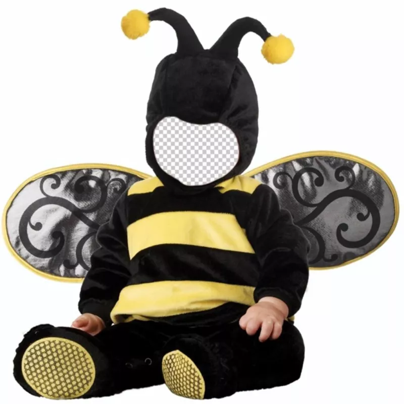 Children photomontage of baby with a bee costume to edit with your image ..