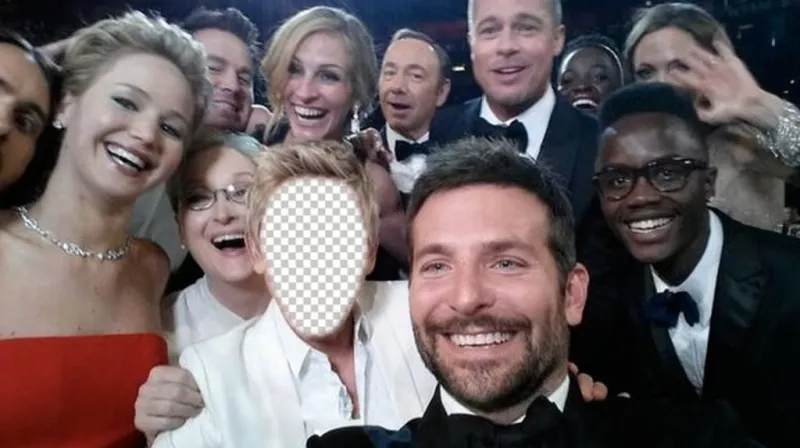 Photomontage of the famous selfie of the Oscars to do with your photo ..