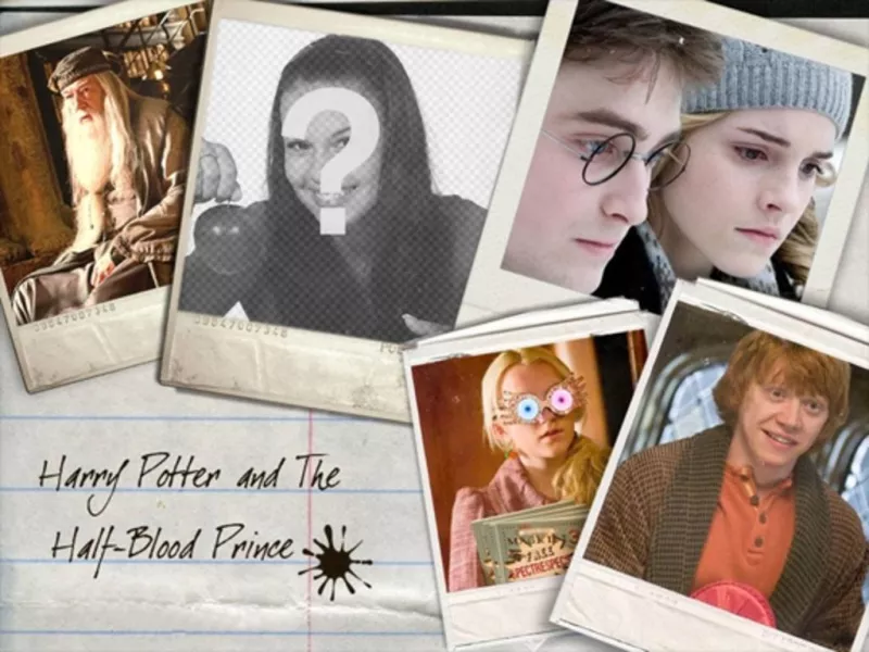 Put your picture next to the protagonists of the film Harry Potter: Hermione Granger, Ron Weasley... ..