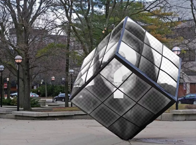 Rubiks Cube as a monument of the street where you can put your..