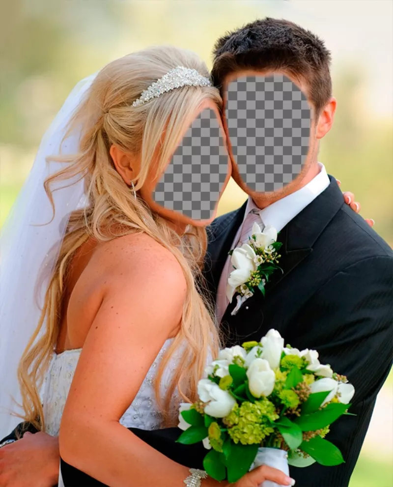 Wedding photomontage to become husband and wife newlywed. ..