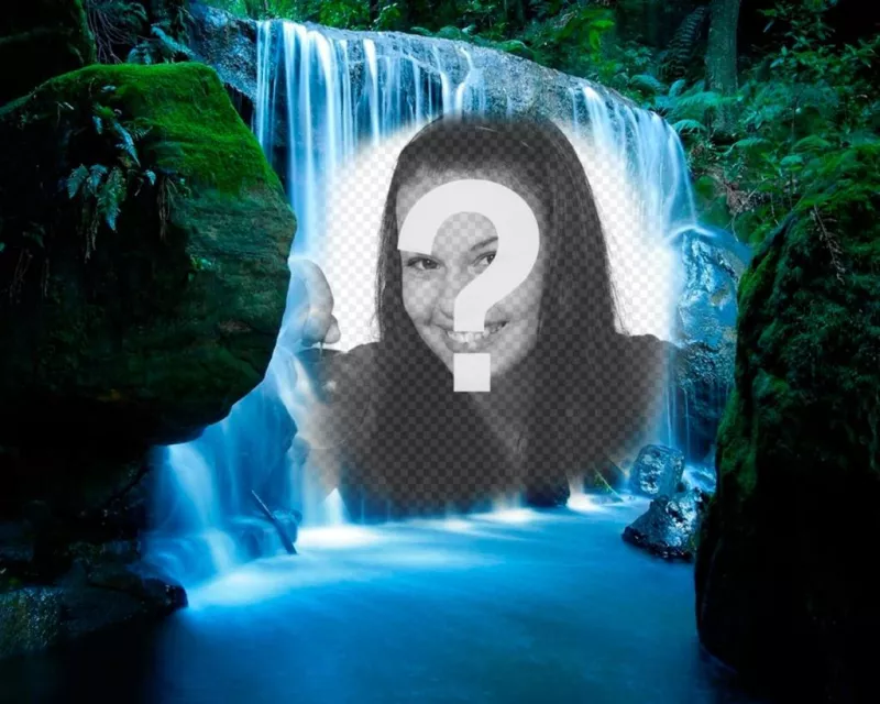 Photomontage of a waterfall in the jungle. ..