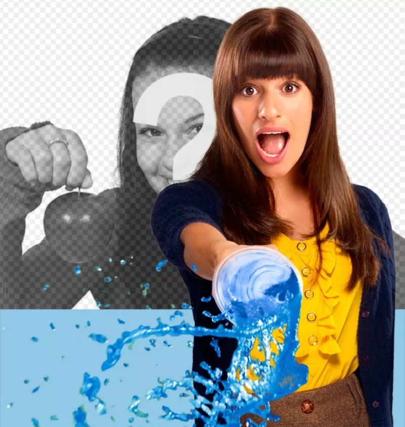 Photomontage with Rachel from Glee throwing a slushie. ..