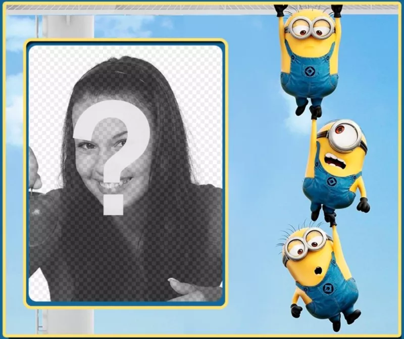 Photo frame of three minions. ..