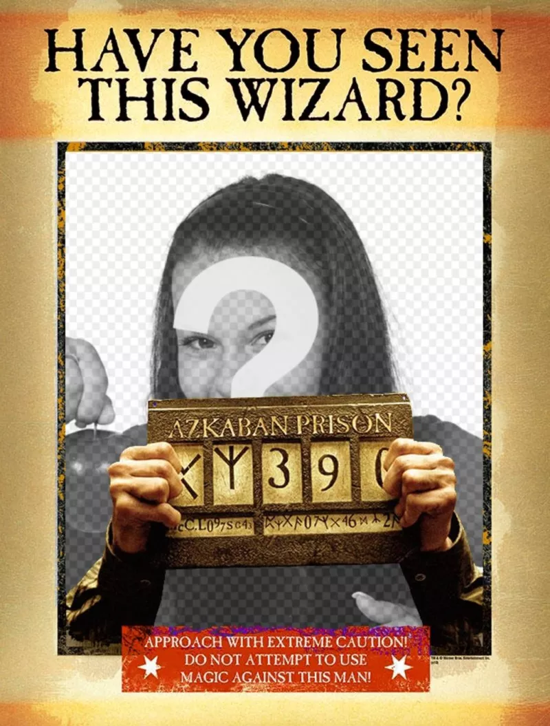 Montage of a "WANTED" poster in wizard version. ..