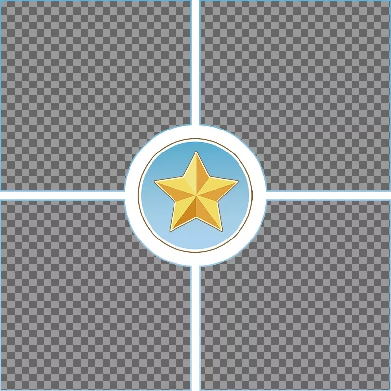 Create a collage of four photos with a star. ..