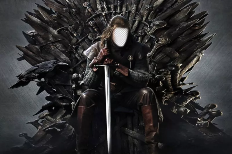 Photo mounting on the iron throne to add your face. ..
