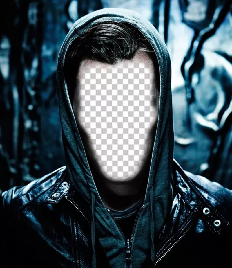 Photo montage of a hooded man where you can add your face ..