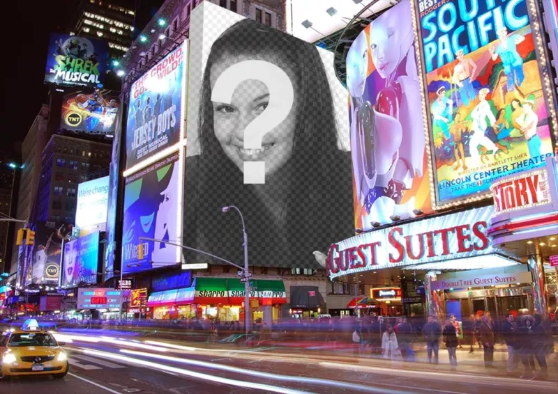Photomontage with posters in Times Square. ..