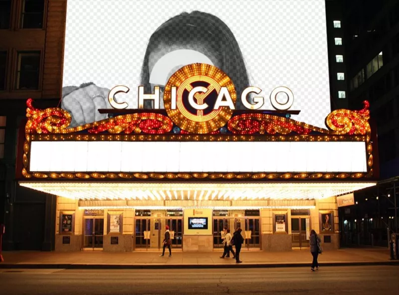 Photomontage with your photo on the billboard of a theater. ..