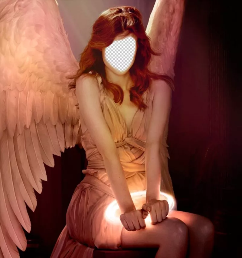 Put your face in a red-haired woman with angel wings with this effect ..