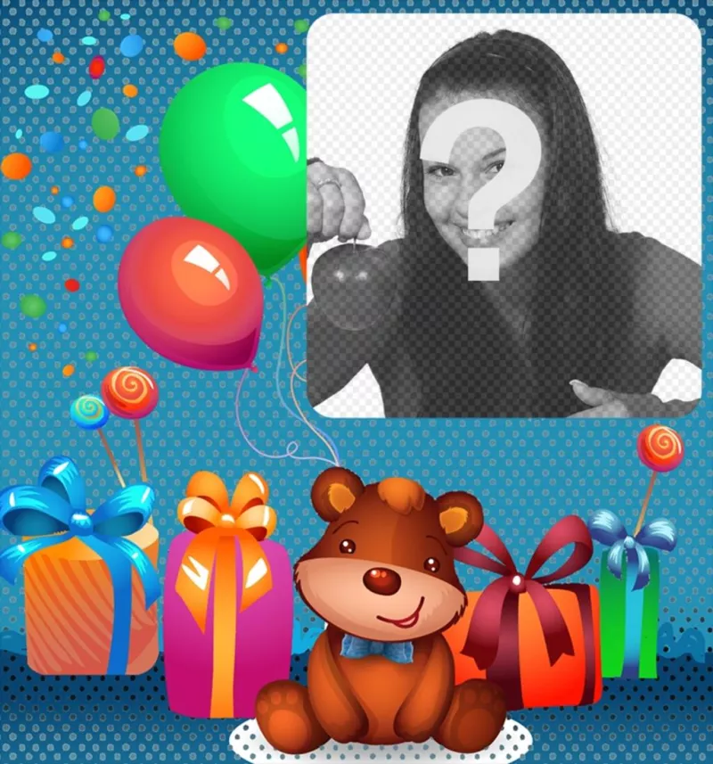 Children's birthday eCard with a teddy bear ..