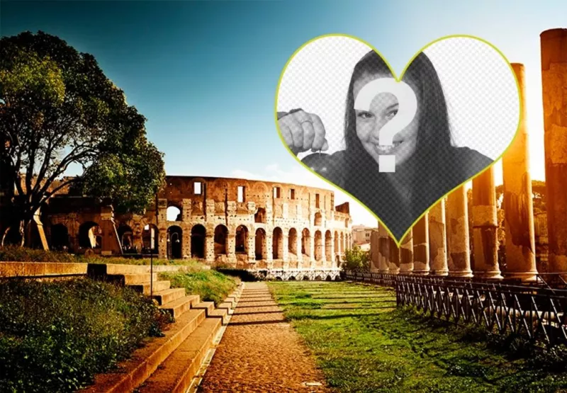 Postcard with a background of the amphitheater in Rome for your photo ..