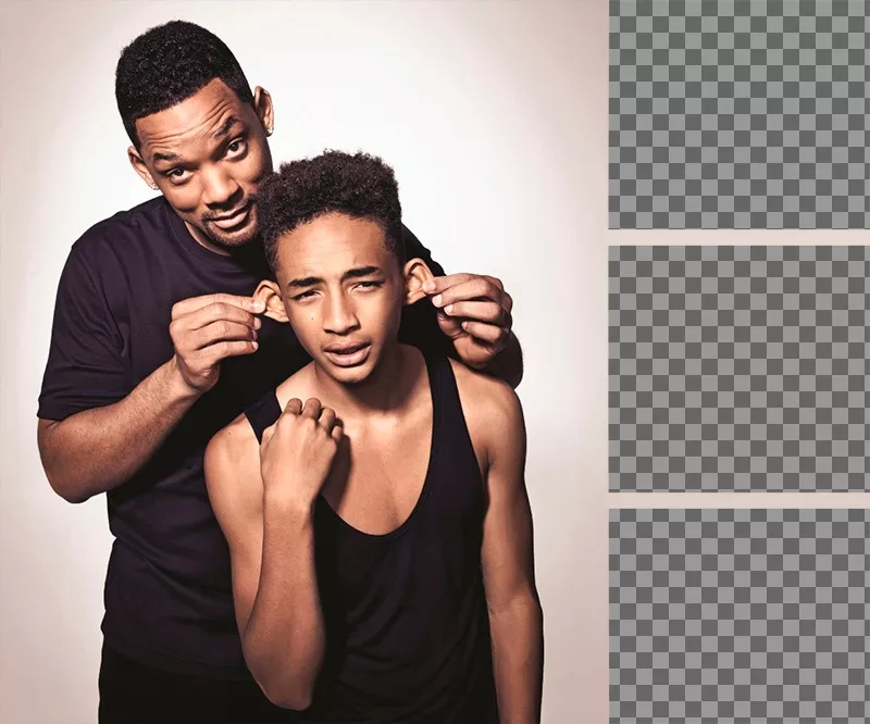 Photomontage for three photos with Will and Jaden Smith ..