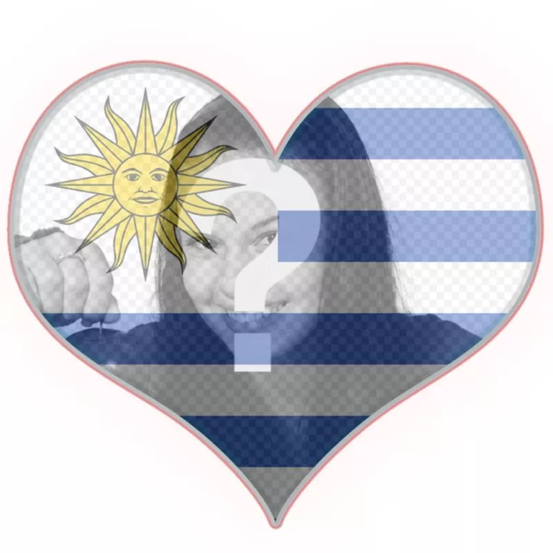 Photomontage with the flag of Uruguay on a heart ..