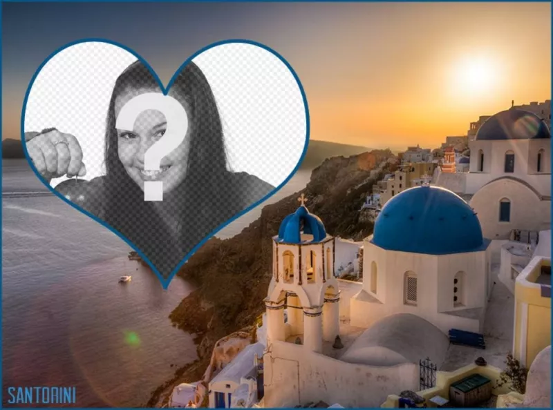 Postcard with a picture of a sunset in Santorini ..