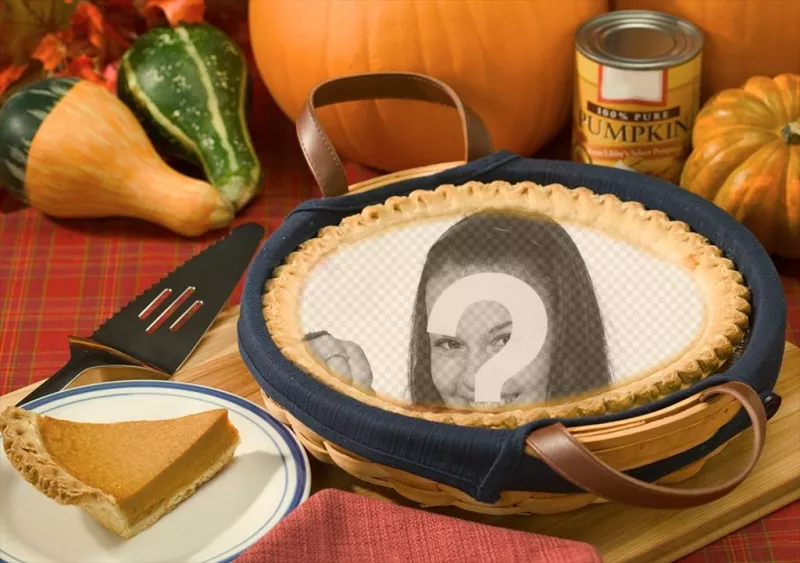 Collage to put your photo in a pumpkin pie ..