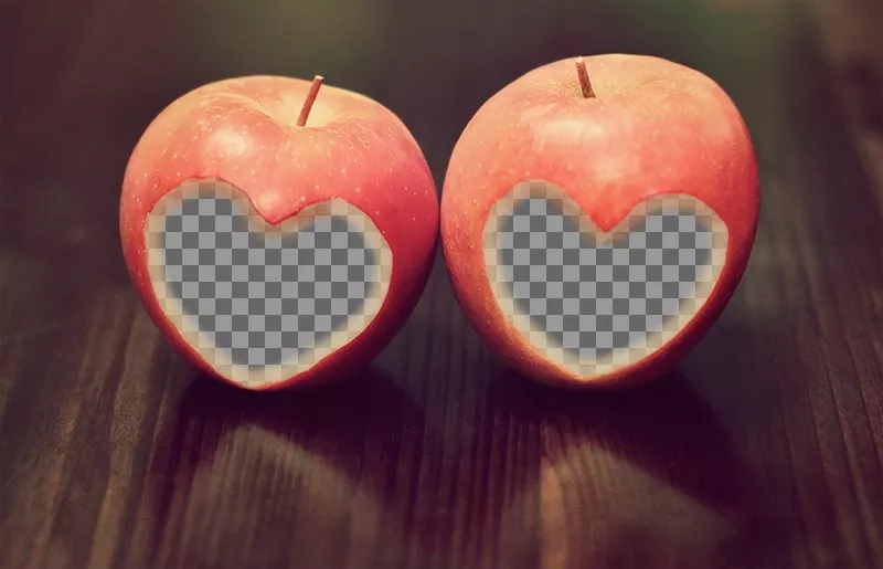 Love photomontage for two photos with apples ..