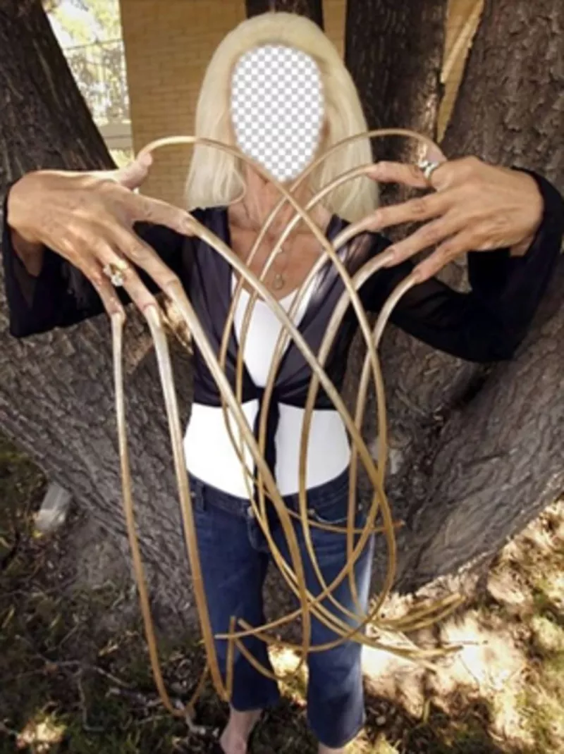Photomontage of woman with the longest fingernails in the world ..