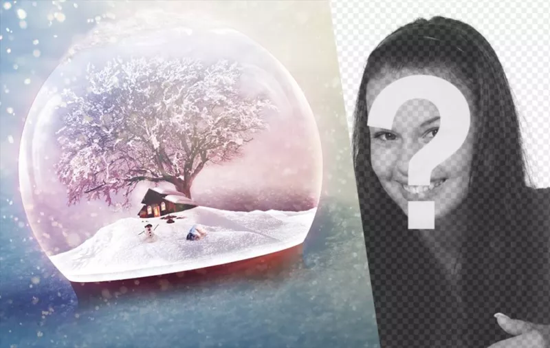 Christmas card with a crystal ball with snow ..